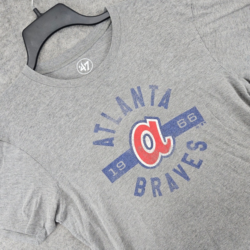 '47 Brand Atlanta Braves T-Shirt Men's Gray Large 1966 Logo Short Sleeve MLB Tee